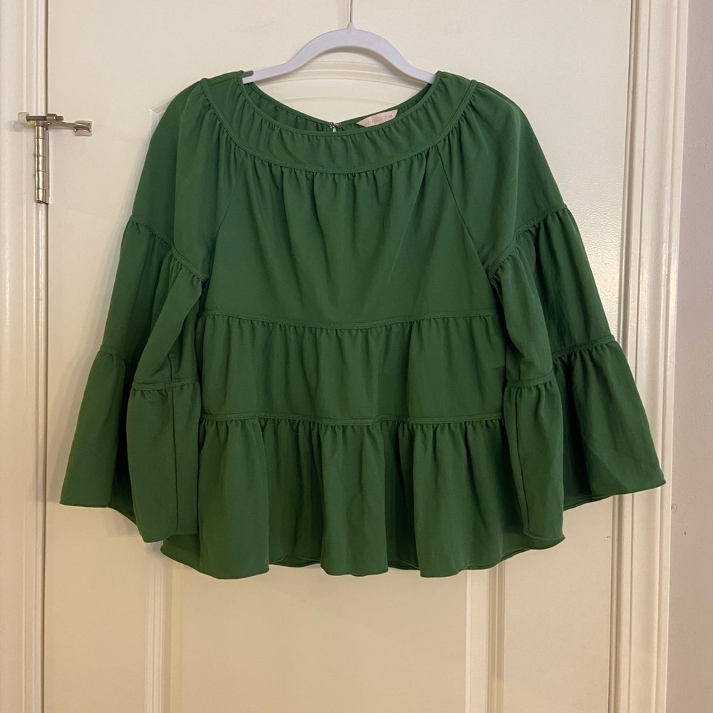 REBECCA Taylor Womens Green Tiered Pique Top Size XS - Picture 4 of 7